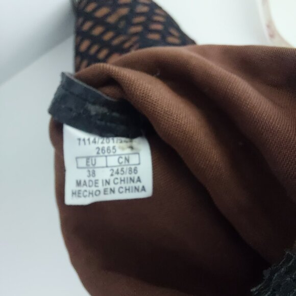 ZARA Pointed Toe Ankle Boots 7.5 Bronze Black Mesh Heels Glam Clubwear - Picture 11 of 14